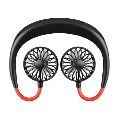 Picture of Portable Sports Neck Fan, 1800mAh USB Rechargeable Hands-Free Mini Personal Desktop Fan, 3 Wind Speeds, 7 Blades, 360 Degree (Black)