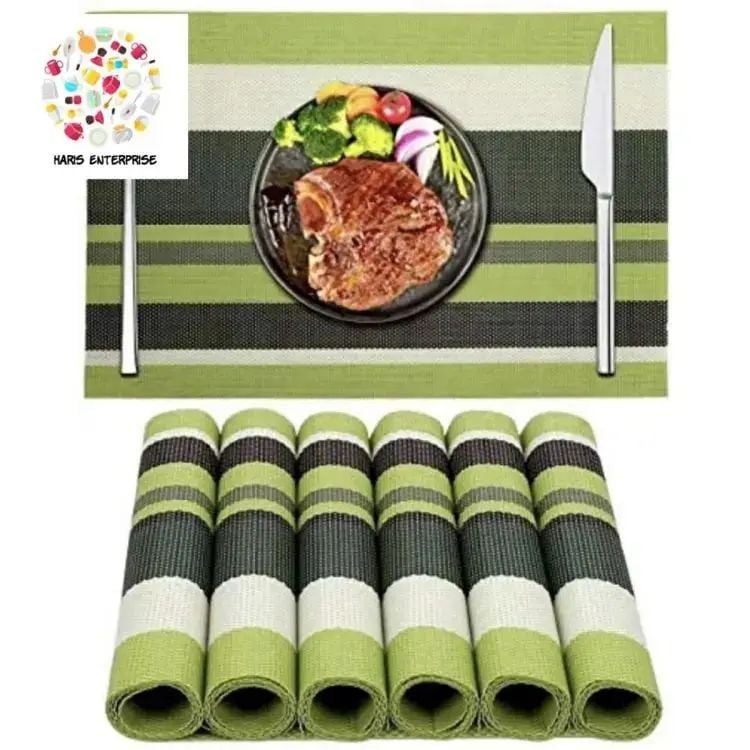 Picture of PVC Placemats Set of 6 for Dining Table Non Slip Heat Resistant Table Mats(6 Placemats,Green)