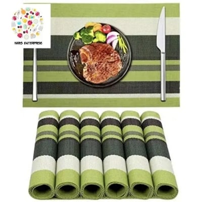 Picture of PVC Placemats Set of 6 for Dining Table Non Slip Heat Resistant Table Mats(6 Placemats,Green)
