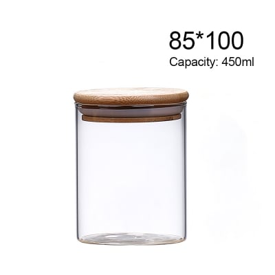 Picture of Square Airtight Glass Jars 1PC Container with Bamboo Lid for Kitchen Food Snack Seasoning Pasta Storage Bottle Seal Glass Container