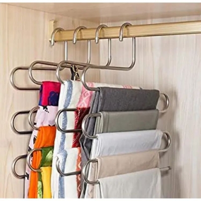 Picture of S-Shape Stainless Steel 5 Layer Cloth Hanger - Hanger (Silver)
