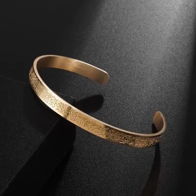 Picture of Stainless Steel Islamic Cuff Bracelet Bracelet Fine Jewelry Ayatul Kursi Colour (gold,)