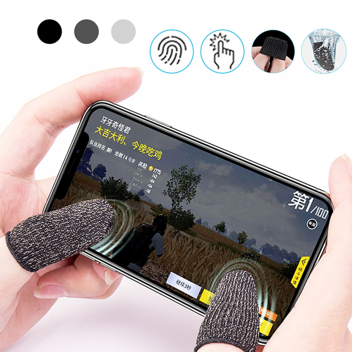 Picture of 3 Pair(6 Pcs) Sweat Proof Thumb Finger Socks For Gamming Multicolor