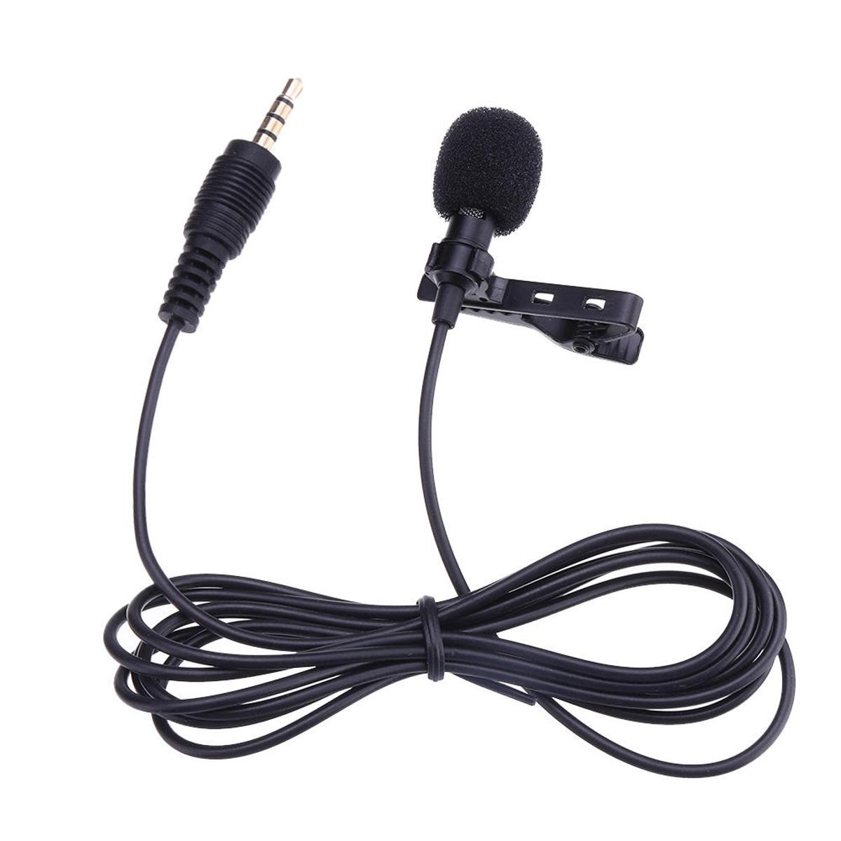 Picture of Portable Universal 3.5mm Hands-Free Mini Wired Collar Clip Lapel Lavalier Microphone For PC Laptop louder Speaker Black