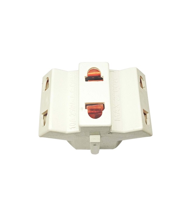 Picture of 3 Way 2 Pin Socket Adapter For Travel 2 pcs White