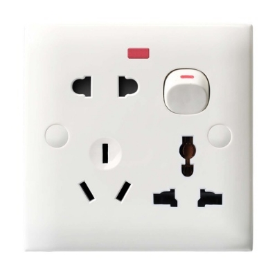 Picture of 6 Pin Socket (16A 220V) Multi Function Universal 3Pin 2Pin Combine Socket White