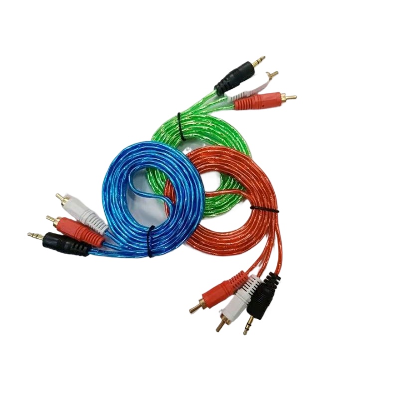 Picture of 1 Meter  3.5mm jack to 2 RCA audio video adapter cable for TV Plus cable/DVD game console/large speakers Multicolor