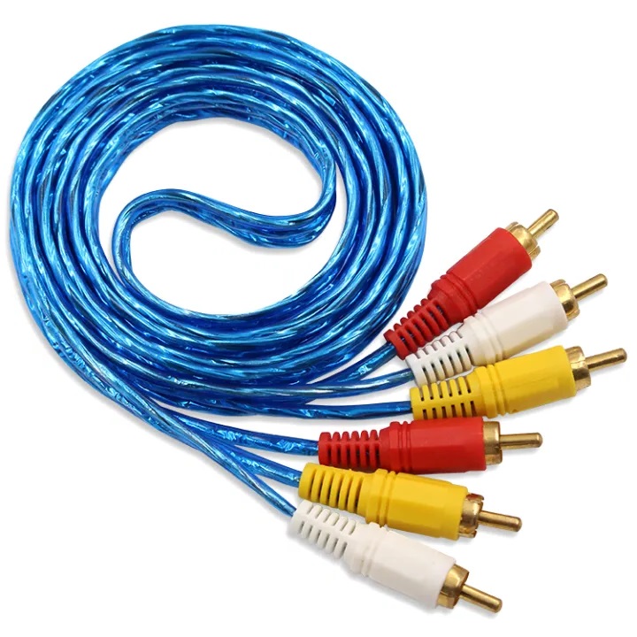 Picture of 3 to 3 Cord RCA Composite Male to Male Audio Video AV Cable for DVD, Android TV Box Multicolor