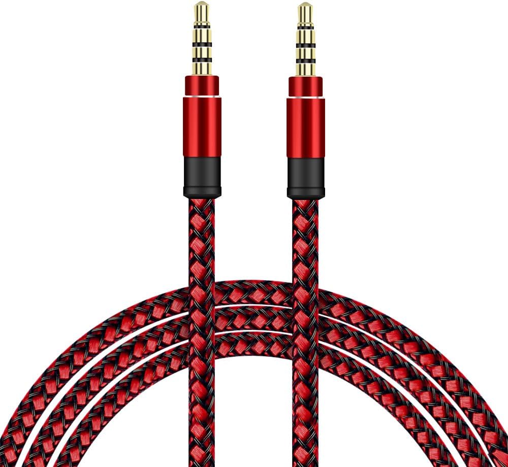 Picture of ONE By ONE Cable 4 Pole 6 Feet Universal Male To Male 3.5mm Jack To Jack Audio One By One Audio Jack One By One Cable For Headphone Phone Car Speaker Multicolor