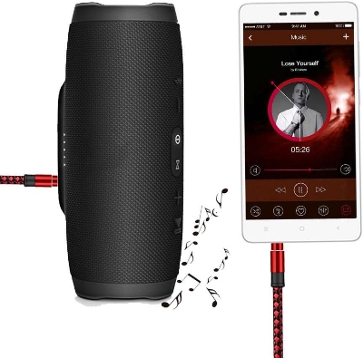 Picture of ONE By ONE Cable 4 Pole 6 Feet Universal Male To Male 3.5mm Jack To Jack Audio One By One Audio Jack One By One Cable For Headphone Phone Car Speaker Multicolor