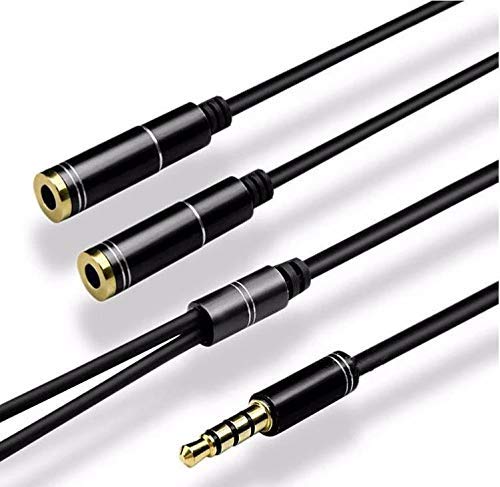 Picture of Audio Duplicator Cable 3.5mm to 2 Port 3.5mm  with Mic Extension Aux Cable Adapter for Phone Laptop Speaker Multicolor