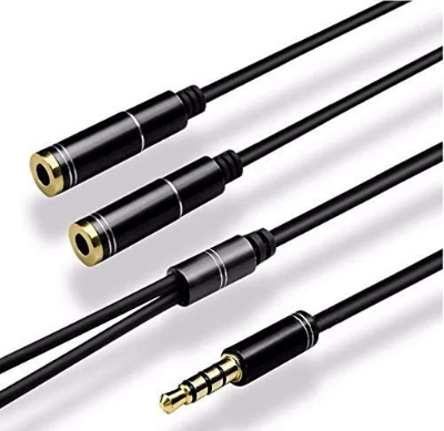 Picture of Audio Duplicator Cable 3.5mm to 2 Port 3.5mm  with Mic Extension Aux Cable Adapter for Phone Laptop Speaker Multicolor