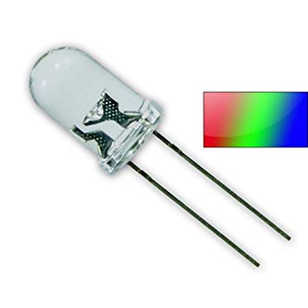 Picture of 100pcs Blinking 5mm RGB LED Diodes, Multi Color Changing Super Bright Light Emitting with 2 Pin Clear Round Lens Multicolor