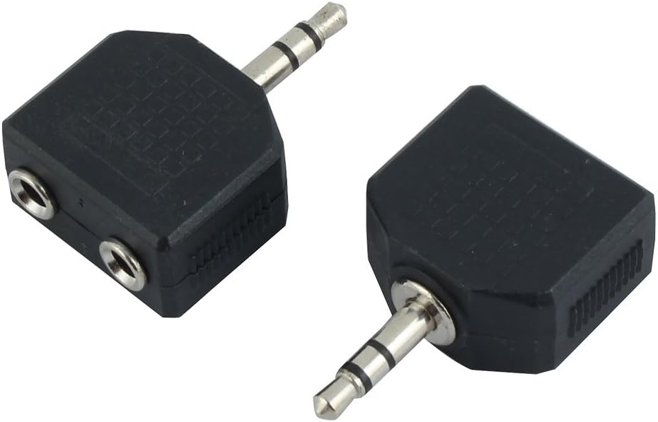 Picture of 3.5mm 1 To 2 3.5mm Audio Stereo Headphone Copier Adapter Black