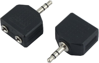 Picture of 3.5mm 1 To 2 3.5mm Audio Stereo Headphone Copier Adapter Black