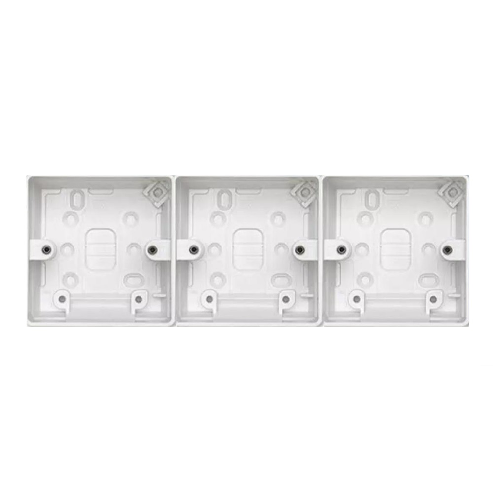 Picture of 3 Gang PVC Back Box for Gang Switches and Sockets - Perfect Fit for Electrical Gang Switch and Gang Socket Installation White