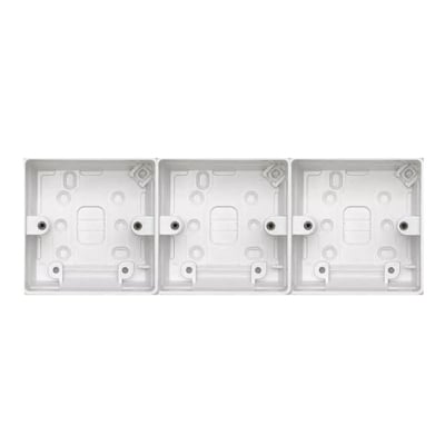 Picture of 3 Gang PVC Back Box for Gang Switches and Sockets - Perfect Fit for Electrical Gang Switch and Gang Socket Installation White