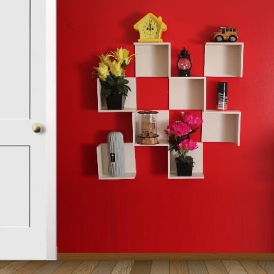 Picture of 8  Piece Premium Quality Wall Shelf . Self Adhesive Punch Free L Shape Wall Shelf . House Decorative Waterproof Wall Rack For Indoor And Outdoor.