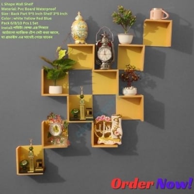 Picture of 8  Piece Premium Quality Wall Shelf . Self Adhesive Punch Free L Shape Wall Shelf . House Decorative Waterproof Wall Rack For Indoor And Outdoor.