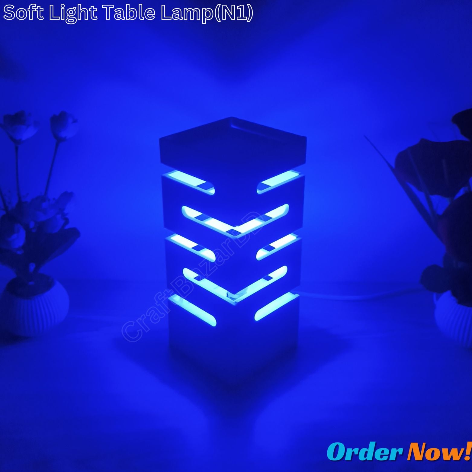 Picture of Handmade Table Lamp . Electric Soft Light Table Lamp With Changeable LED Light & Cable & Holder . Decorative Soft Brightness Desk Lamp For Home & Office.