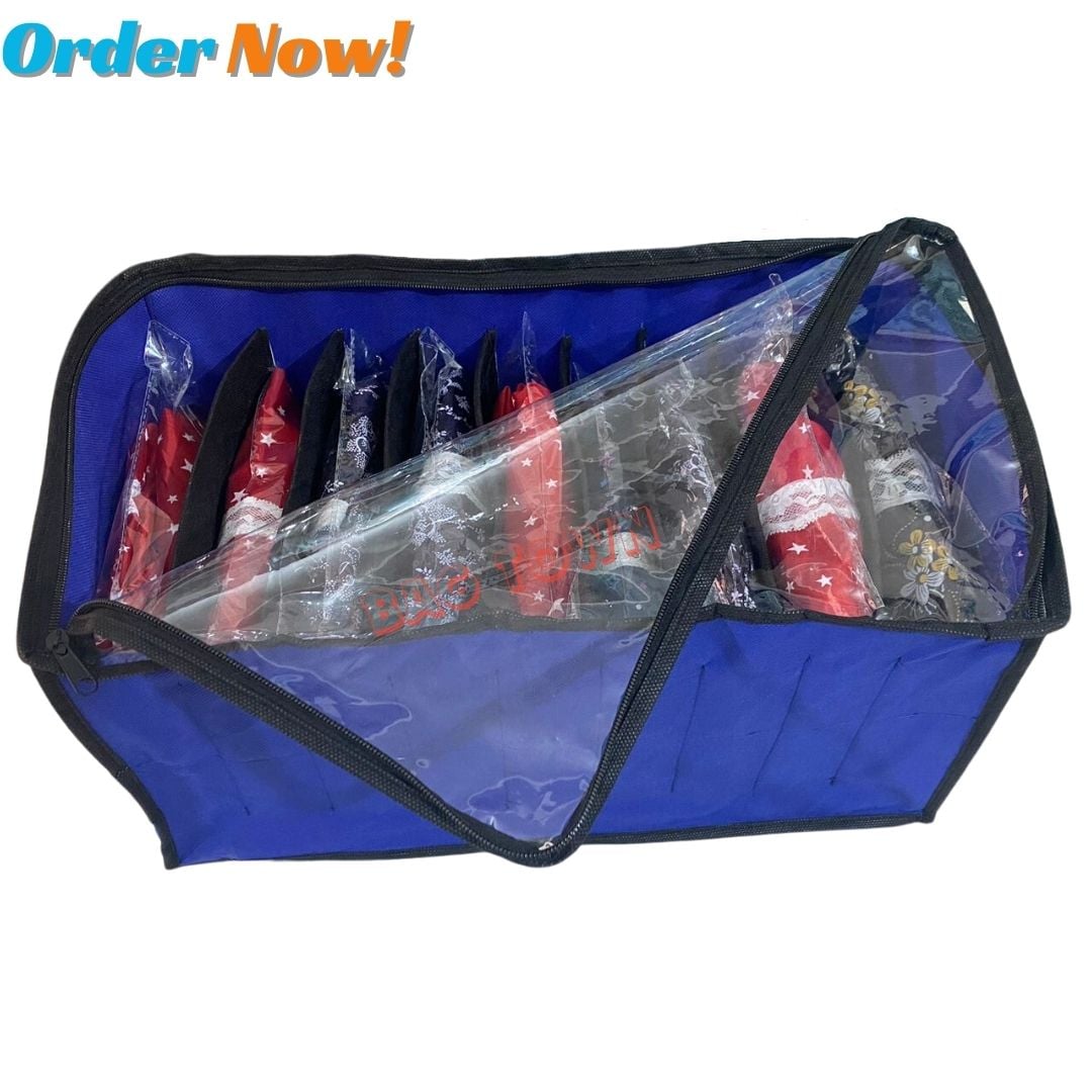 Picture of New Cloth 9 Grids Large Storage Box With Transparent Cover Premium Quality Dustproof Cloth Organizer Box With Zipper