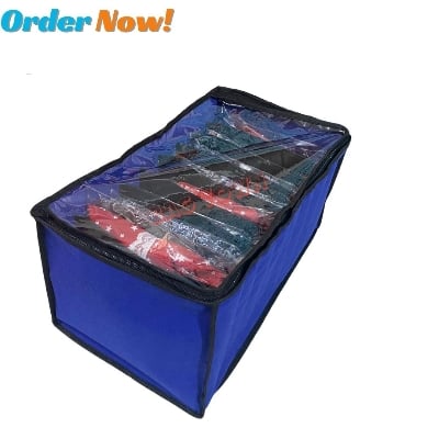 Picture of New Cloth 9 Grids Large Storage Box With Transparent Cover Premium Quality Dustproof Cloth Organizer Box With Zipper