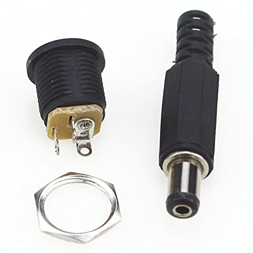 Picture of Panel Mount DC Connector Jacks 10 Pair (Male and Female Sockets) for Secure Electrical Connections Black