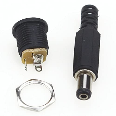 Picture of Panel Mount DC Connector Jacks 10 Pair (Male and Female Sockets) for Secure Electrical Connections Black