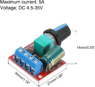 Picture of DC Motor PWM Speed ​​Controller 3V-35V Speed ​​Control Switch LED Dimmer-5 A - Easily Adjust and Control Motor Speed and LED Brightness Multicolor