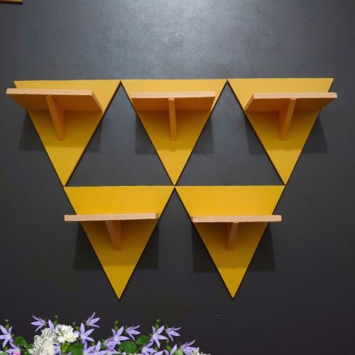Picture of 5 Pcs Wall Mounted Shelf Showpiece/Flower Stand With Magic Tape For Easy Hanging