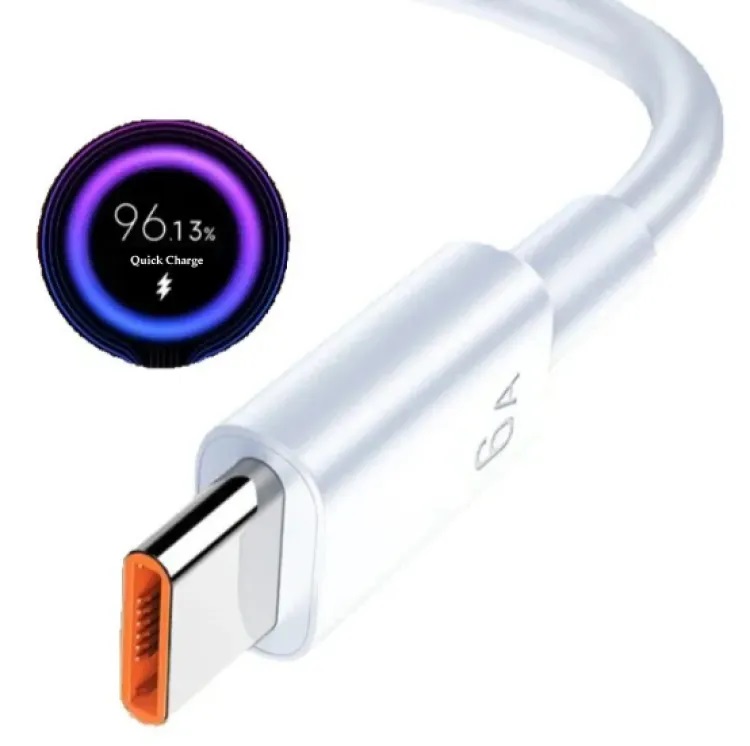 Picture of Xiaomi 6A Turbo Charger Cable Quick Charge Type C USB Line For Mi 10 11 CC9 Pro CC9e 8 9 9se Redmi K30 Pro Note 9s 8T White