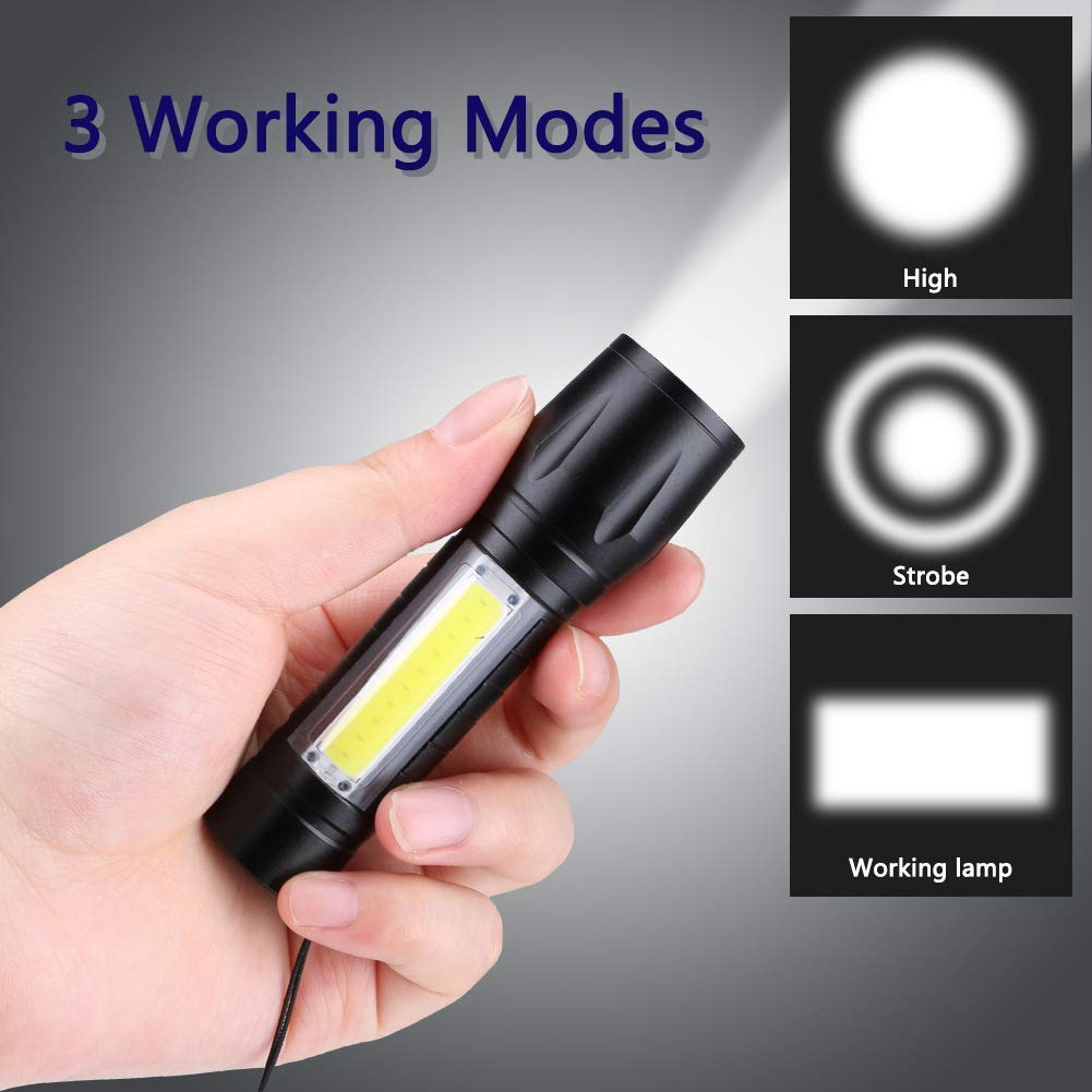 Picture of Small Sun 3 Mode Rechargeable Electric Small Compact Torch Full Metal Body with Charging Adaptor Torch White