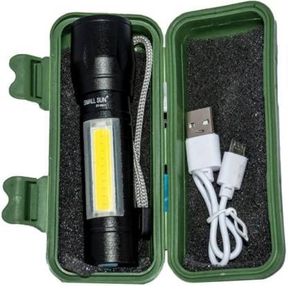 Picture of mall Powerful 4 Mode Bright LED Light Full Metal Body with Charging Adaptor Torch Rechargeable Electric Small Compact Torch Waterproof Portable White