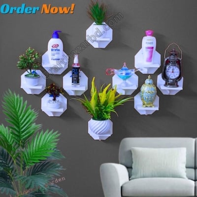 Picture of Semi Round Wall Shelf , Self Adhesive Punch Free Wall Décor Craft Item 8 Pcs 1 Set Waterproof And High Quality .