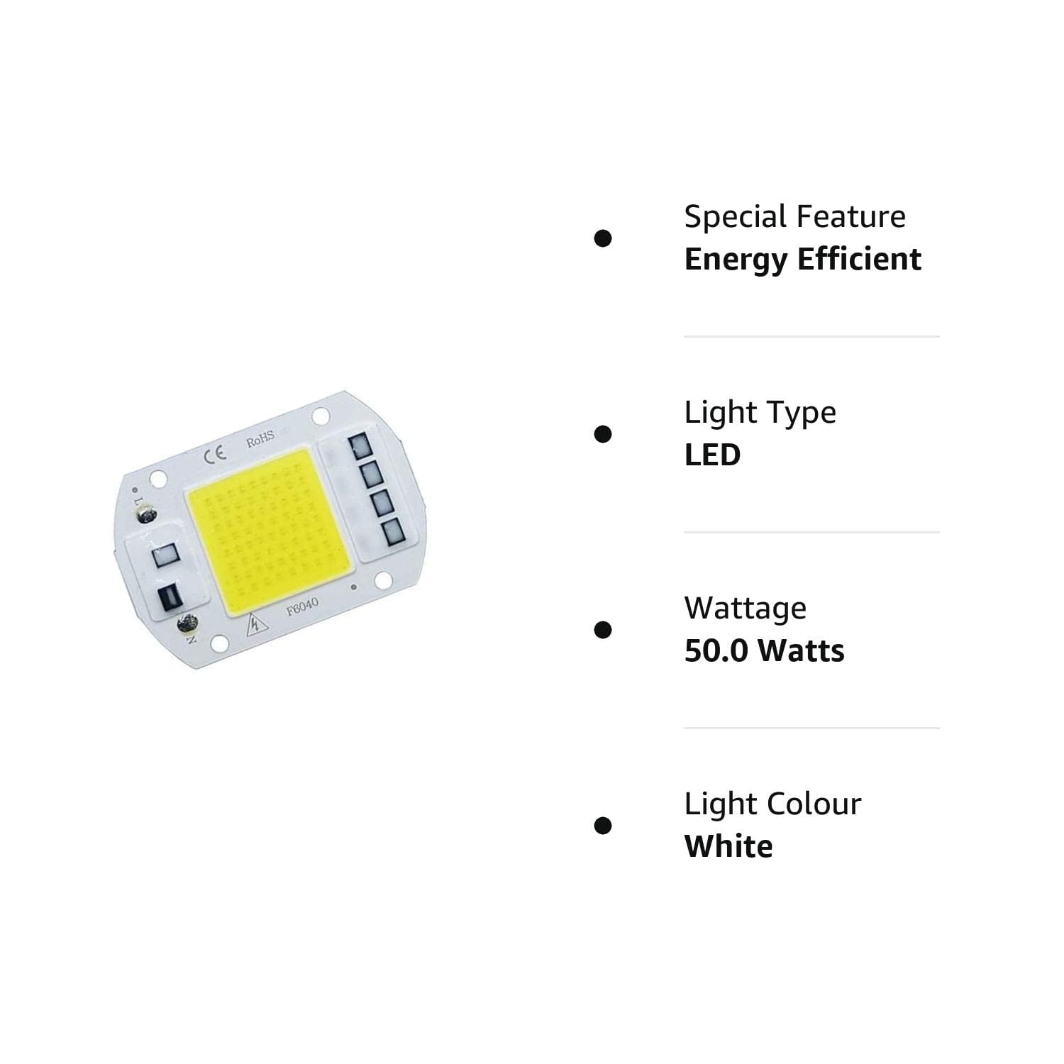 Picture of 50 Watt Direct AC 220V 50W Size 60x45mm COB SMD LED Light Chip White