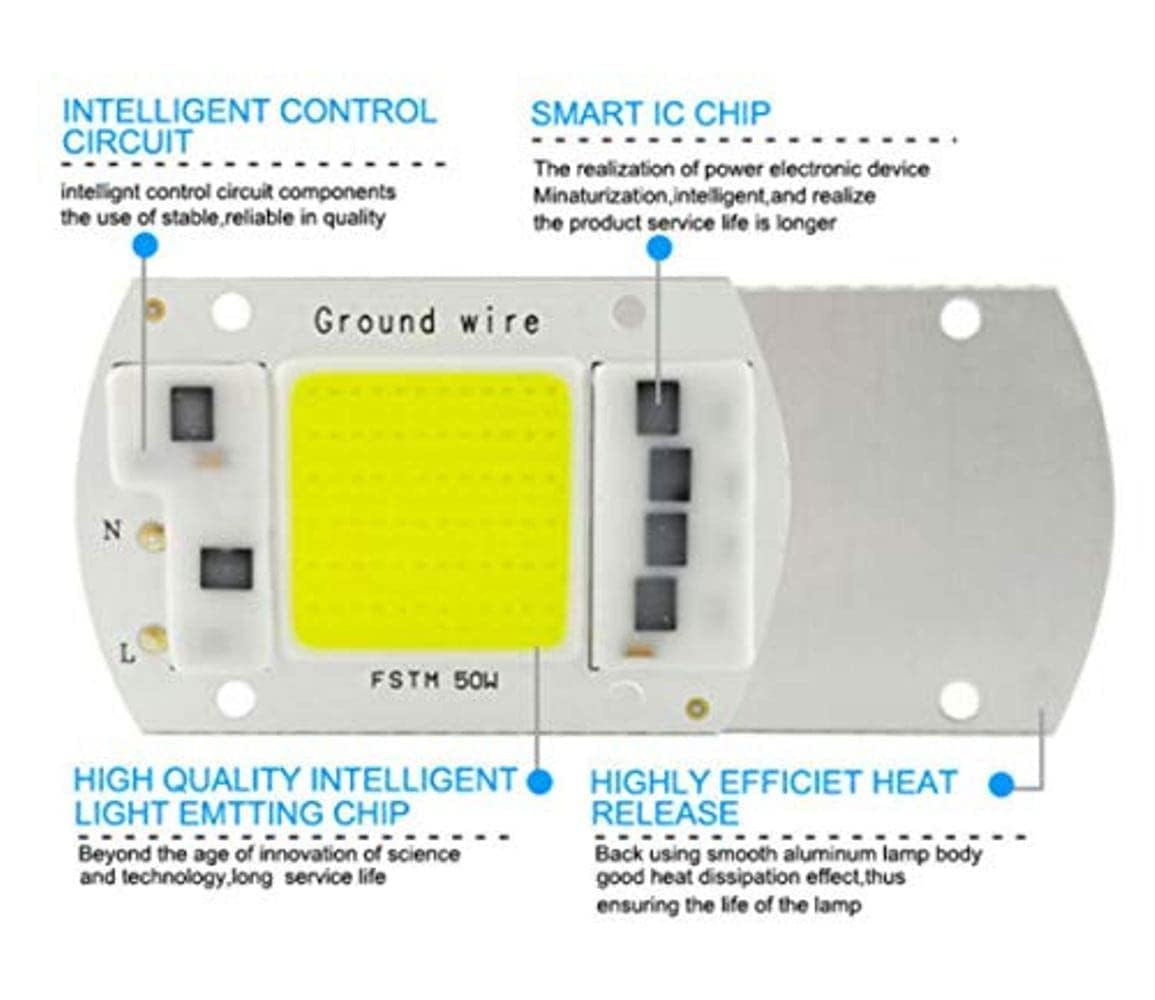 Picture of 50 Watt Direct AC 220V 50W Size 60x45mm COB SMD LED Light Chip White