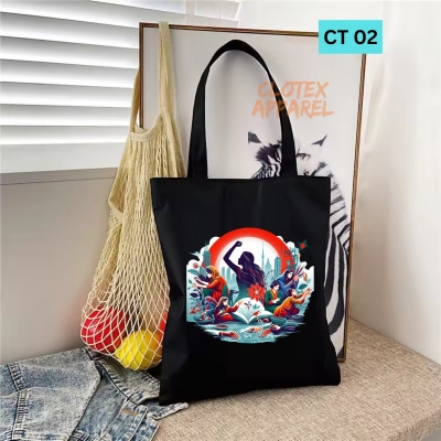 Picture of Btown Beautiful Designed Cotton Canvas Tote Bag With Zipper. [C T 02]