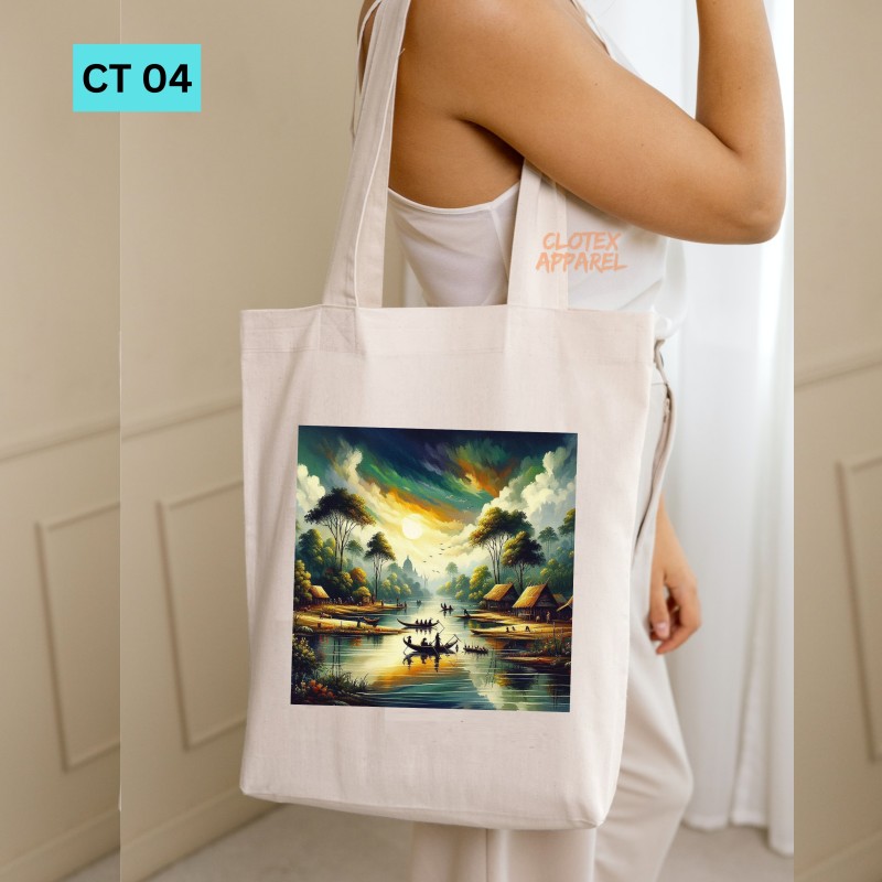Picture of Btown Beautiful Designed Cotton Canvas Tote Bag With Zipper. [C T 04]