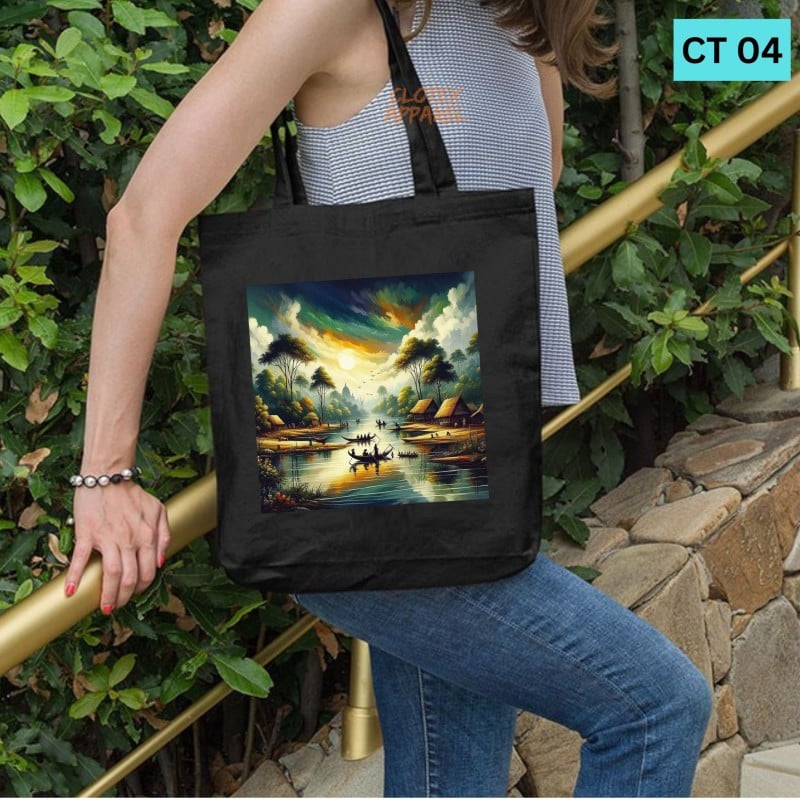 Picture of Btown Beautiful Designed Cotton Canvas Tote Bag With Zipper. [C T 04]