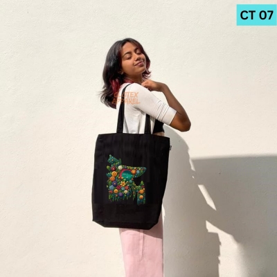 Picture of Btown Beautiful Designed Cotton Canvas Tote Bag With Zipper. [C T 07]