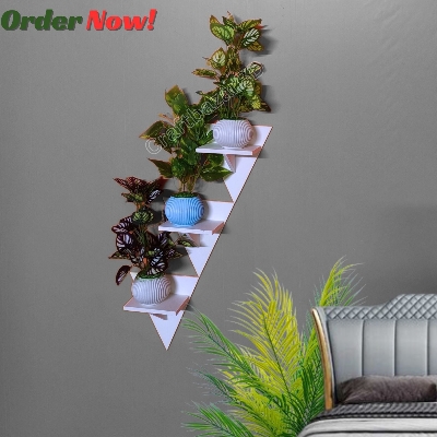 Picture of Square Shape Wall Shelf Without Flower . Self Adhesive Punch Free Wall Decor Waterproof Premium Quality.