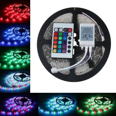 Picture of RGB Led Strip Light 2835 ( 16 Feet long) 5 meter 3 colour strip 300 Leds waterproof DC12V 60Leds/M Flexible Lighting Ribbon Tape Lamp RGB Strip Multicolor