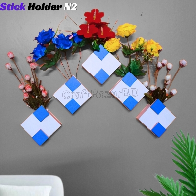Picture of Wall Mounted Flower Stick Holder (N2) Without Flower . Self Adhesive Punch Free Wall Decor (1/3/5 Pcs 1 Set ) Premium Quality And Waterproof .