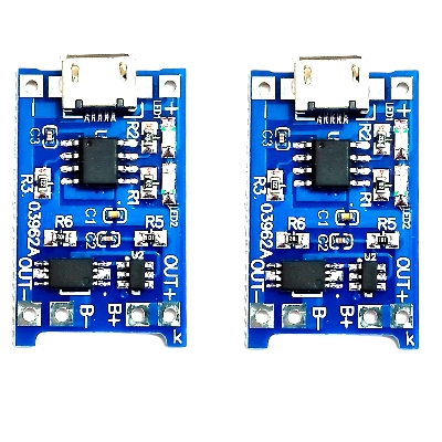 Picture of Combo Pack DC 4 Volt 5 Watt LED Light Lamp Plate TP4056 Charging Module DC On-Off 2 Pin Rocker Switch easily makes 3.7 Volt Battery Light Multicolor