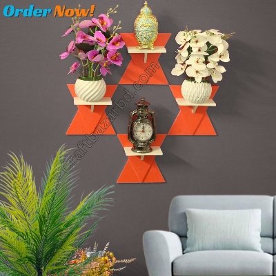 Picture of Floating Wall Shelf Without Flower ,Self Adhesive Punch Free Wall Décor (1/4 Pcs 1 Set) Waterproof & Premium Quality
