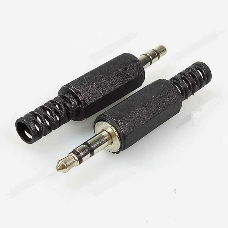 Picture of 3.5mm 3-Pole TRS Earphone Soldering Jack repair Audio Male Plug 5 Pcs Stereo DIY Plug Earphone AUX Pin (5 PACK-PLASTC) Black