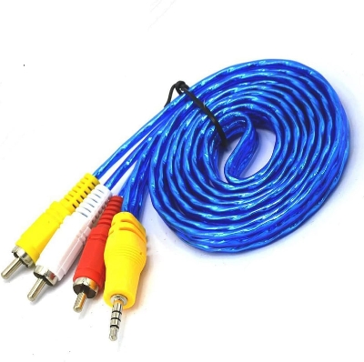 Picture of 3.5mm to 3 RCA A/V Audio Video Cable 1.5 Meters (5 Feet) For Camcorder, HDTV, CD/DVD Players, Tablet, DVR, Speaker, Home Theater, TV Box. Multicolor