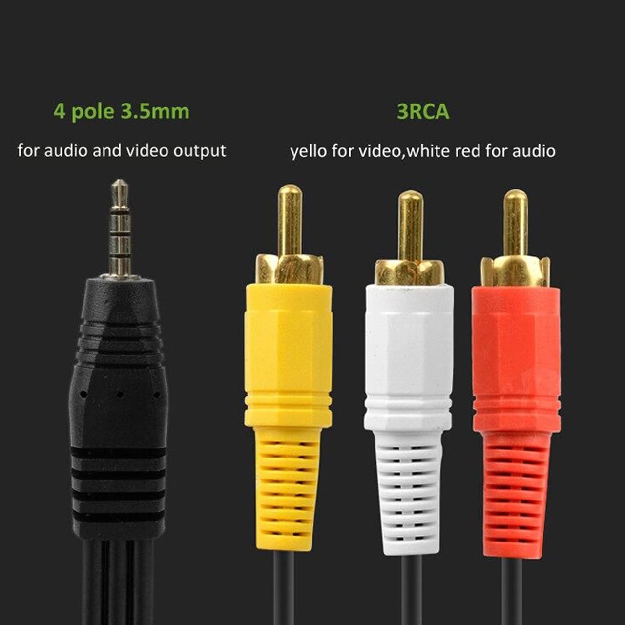 Picture of 3.5mm to 3 RCA A/V Audio Video Cable 1.5 Meters (5 Feet) For Camcorder, HDTV, CD/DVD Players, Tablet, DVR, Speaker, Home Theater, TV Box. Multicolor