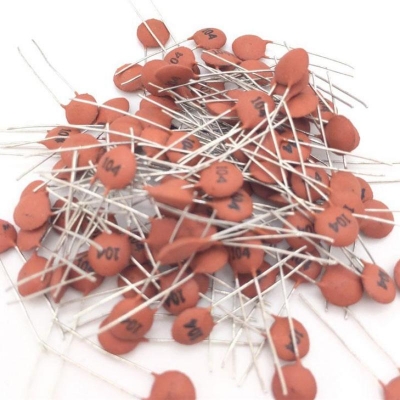 Picture of 20 ps 50V Ceramic Disc Capacitor 104 Gold