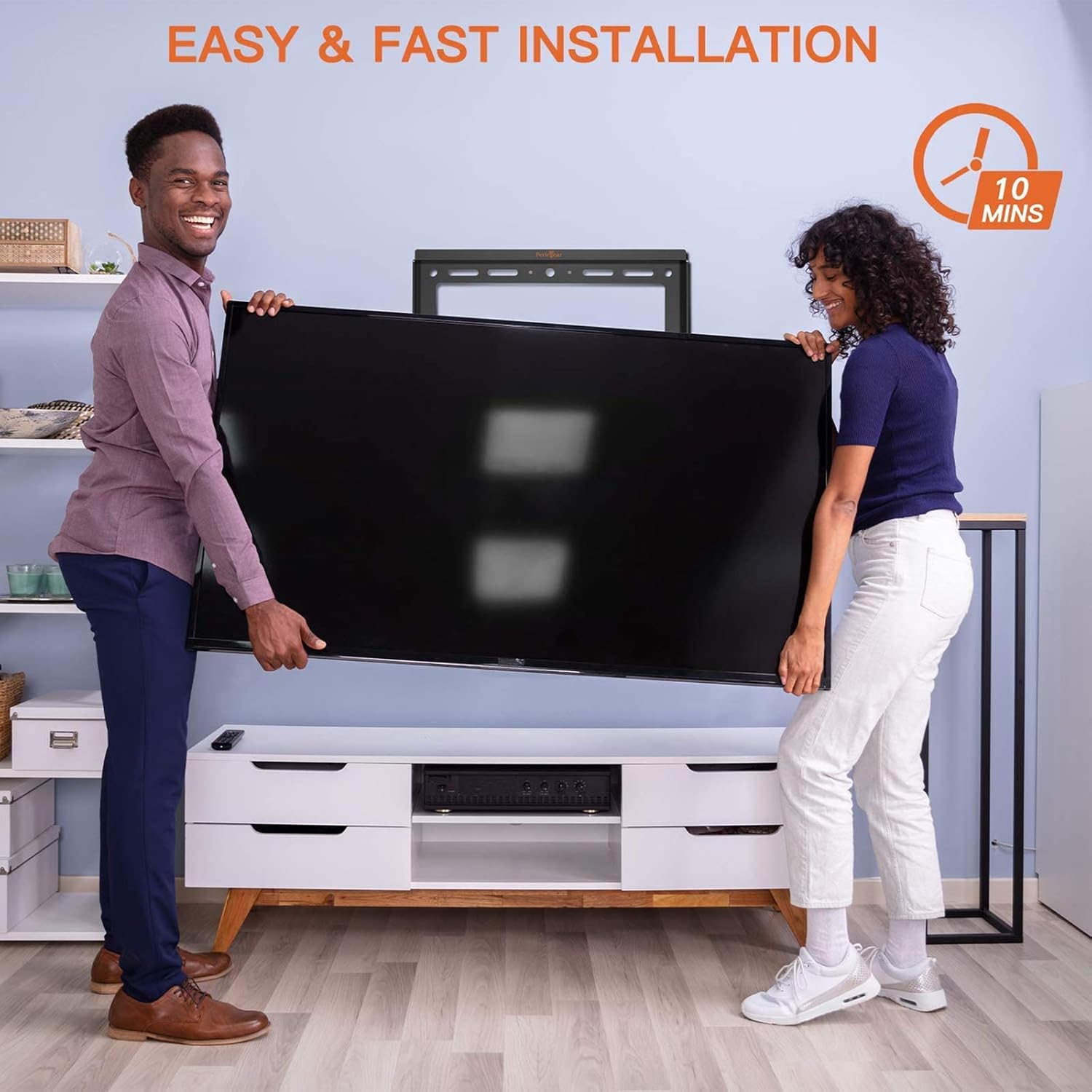 Picture of Heavy Duty TV Wall Mount Bracket for 14 inch to 42 inch LCD/LED/Monitor/Smart TV, Fixed Universal TV Wall Stand  (Fixed 14 inch to 42 inch) Black